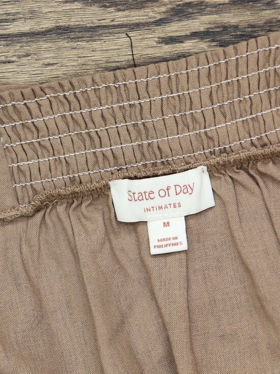 Brown State Of Day 2 Pc Sleeveless Pajama Set Linen Blend Natural M Sz M